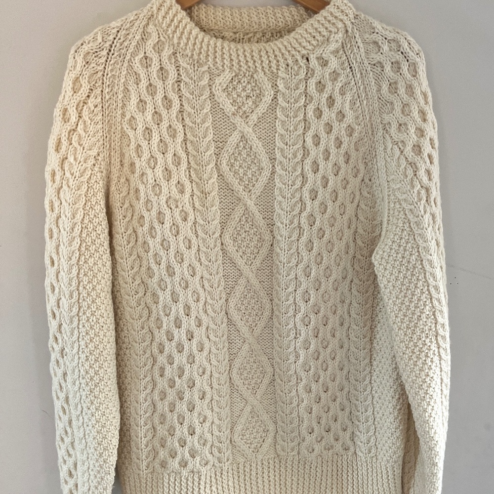 Authentic Vintage Irish Cable-Knit Wool Sweater, Beautiful!